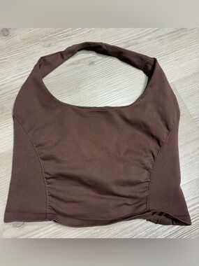 Free People Chocolate Brown Halter Crop Top